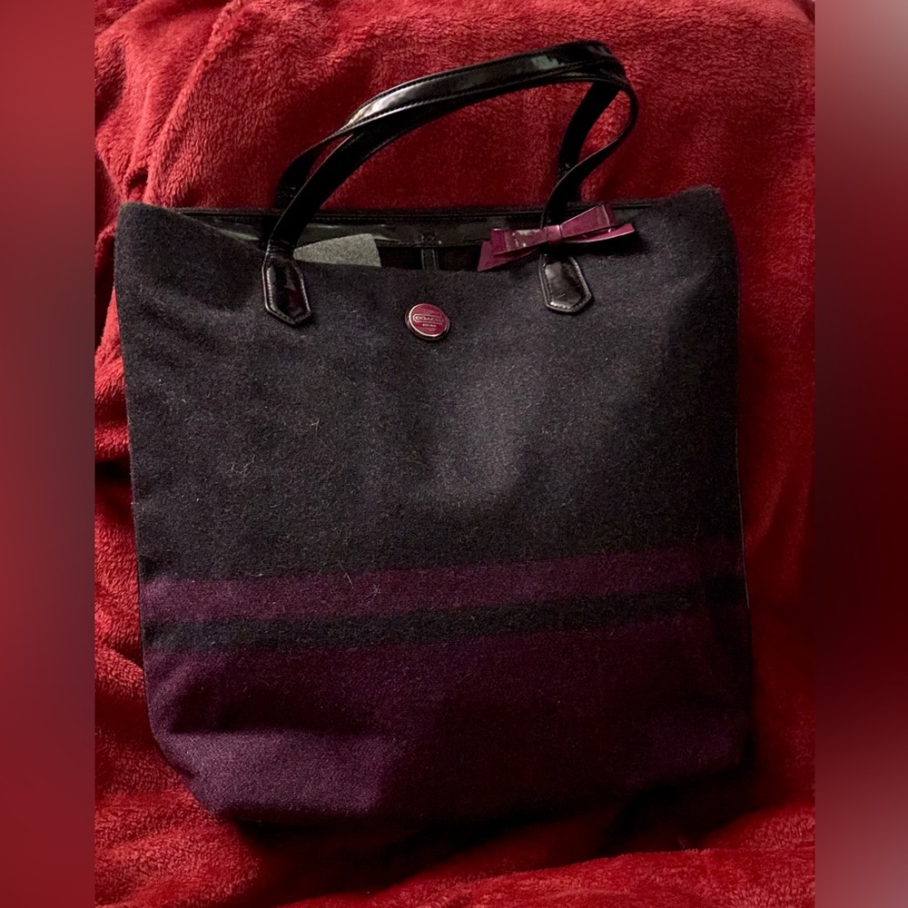 *Rare Vintage* Coach Signature Stripe Wool Tote **COA INCLUDED** (EUC)
